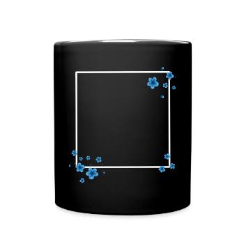 Fleurs carrées bleu - Mug uni - noir - Devant