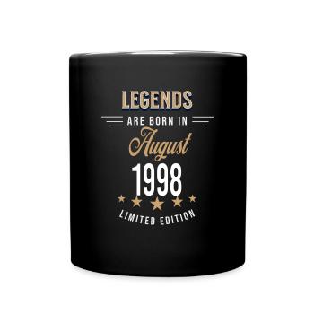 Legends werden im August 1998 geboren - Tasse einfarbig - Schwarz - Vorne