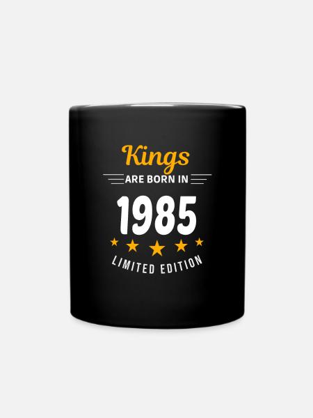 Kings ARE BORN IN 1985 - Full Colour Mug - black