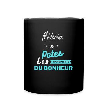 potes les ingrédients du bonheur Médecine - Mug uni - noir - Devant