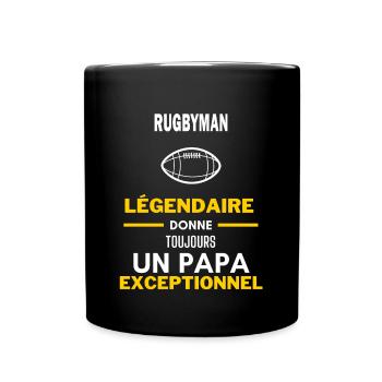 légendaire papa exceptionnel - humour Rugbyman - Mug uni - noir - Devant