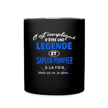 humour Légende et SAPEUR POMPIER cadeau - Mug uni - noir - Devant