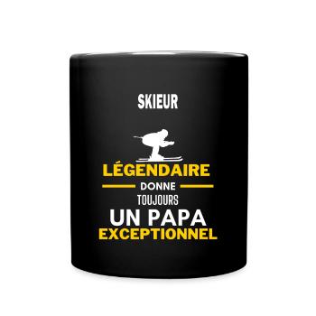légendaire papa exceptionnel - humour skieur - Mug uni - noir - Devant