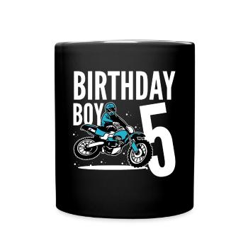 Ich werde 5 Kindergeburtstag Junge Biker Motorrad - Tasse einfarbig - Schwarz - Vorne