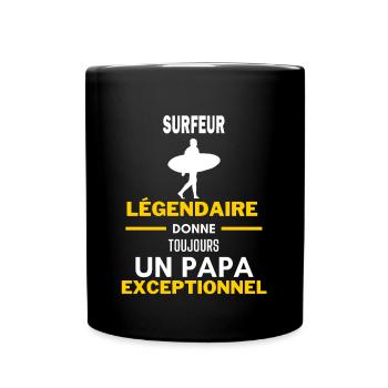 légendaire papa exceptionnel - humour surfeur - Mug uni - noir - Devant