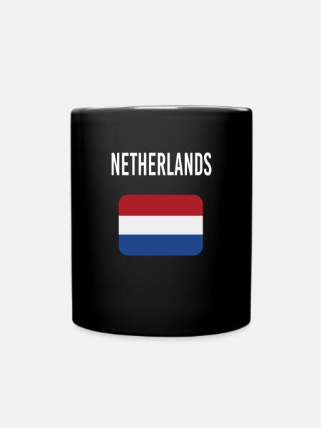 Flagge der Niederlande - Tasse einfarbig - Schwarz