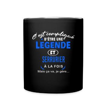 humour Légende et SERRURIER cadeau - Mug uni - noir - Devant