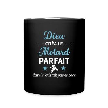 dieu créa le Motard parfait humour de bureau - Mug uni - noir - Devant