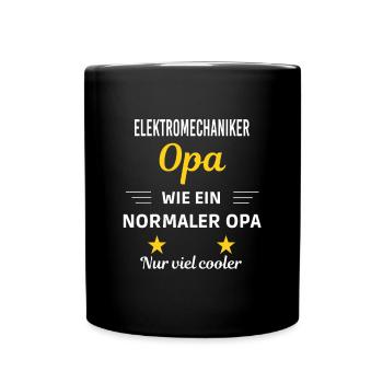 Opa ein normaler nur viel cooler Elektromechaniker - Tasse einfarbig - Schwarz - Vorne