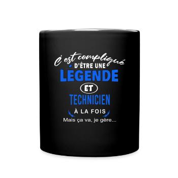 humour Légende et TECHNICIEN cadeau - Mug uni - noir - Devant