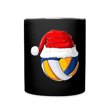 Weihnachten Weihnachtsmütze Weihnachts Volleyball - Tasse einfarbig - Schwarz - Vorne