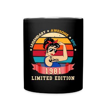 Geburtstagsfrau Retro Vintage 1981 Edition - Tasse einfarbig - Schwarz - Vorne