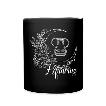 Wassermann Mond Blumengefäß - Tasse einfarbig - Schwarz - Vorne