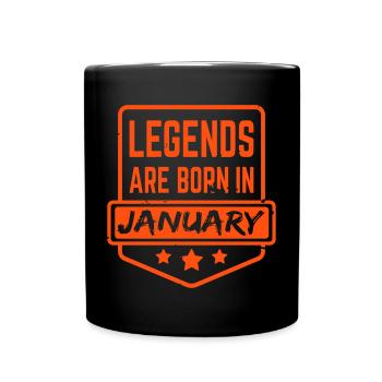 Legends are born in January - Tasse einfarbig - Schwarz - Vorne