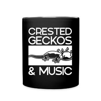 Crested Geckos Musiknoten Musiker Exotisches Tier - Tasse einfarbig - Schwarz - Vorne