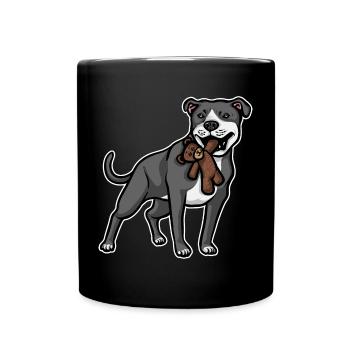 American Staffordshire Bull Terrier Staffy Dog - Full Colour Mug - black - Front