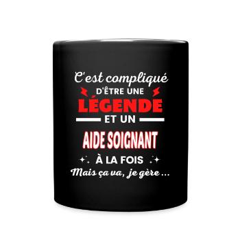 C'est compliqué phrase drôle AIDE SOIGNANT - Mug uni - noir - Devant