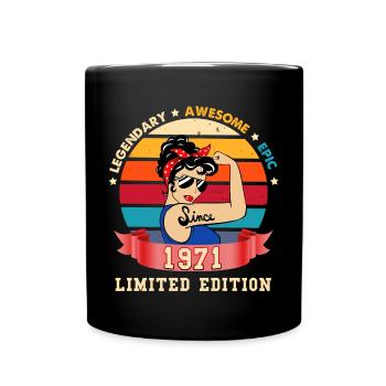 Frau Geburtstag 1971 Vintage Stylish - Tasse einfarbig - Schwarz - Vorne