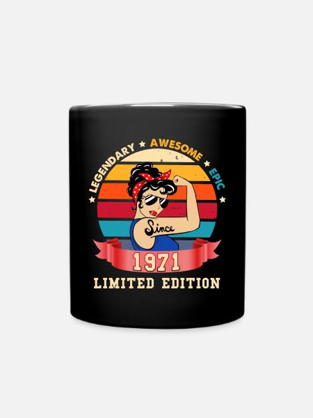 Frau Geburtstag 1971 Vintage Stylish - Tasse einfarbig - Schwarz