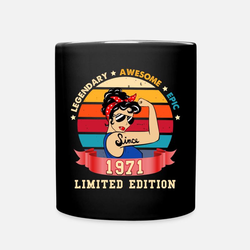 Frau Geburtstag 1971 Vintage Stylish - Tasse einfarbig - Schwarz