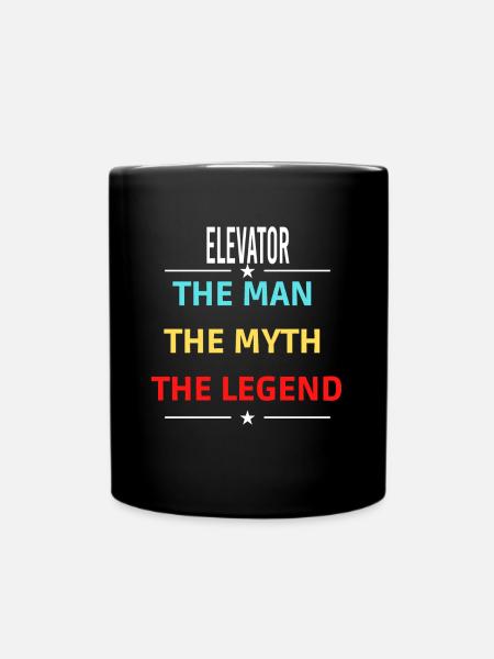 The Man The Myth The Legend ELEVATOR - Full Colour Mug - black