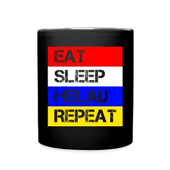 Eat Sleep Helau Repeat | Fastnacht Mainz Feiern - Tasse einfarbig - Schwarz - Vorne