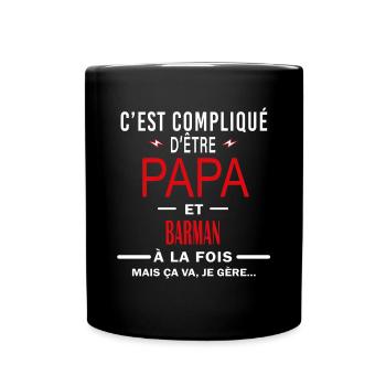 papa Et BARMAN cadeau citation - Mug uni - noir - Devant