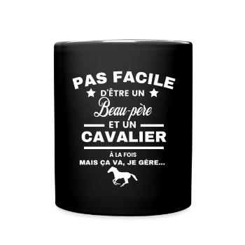 pas facile d'être cavalier et Beau-père - Mug uni - noir - Devant