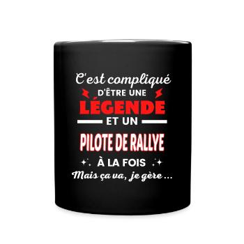 C'est compliqué phrase drôle PILOTE DE RALLYE - Mug uni - noir - Devant