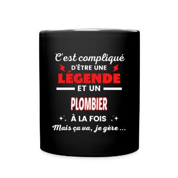 C'est compliqué phrase drôle PLOMBIER - Mug uni - noir - Devant