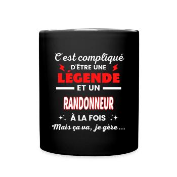 C'est compliqué phrase drôle RANDONNEUR - Mug uni - noir - Devant