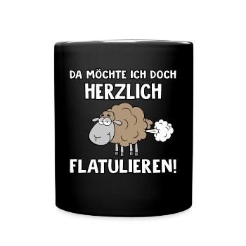 Herzlich flatulieren - Tasse einfarbig - Schwarz - Vorne