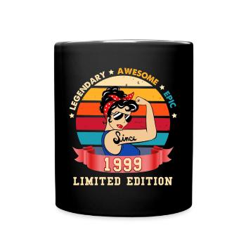 Anniversaire femme légende depuis 1999 édition - Mug uni - noir - Devant