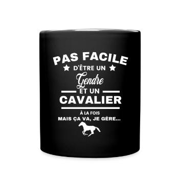 pas facile d'être cavalier et Gendre - Mug uni - noir - Devant