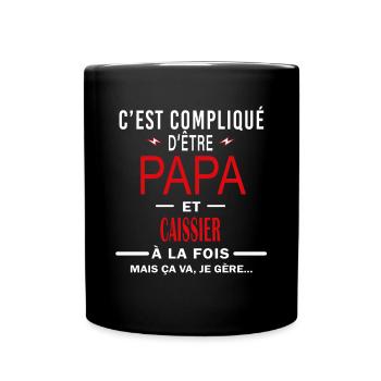 papa Et CAISSIER cadeau citation - Mug uni - noir - Devant