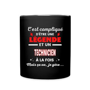 C'est compliqué phrase drôle TECHNICIEN - Mug uni - noir - Devant