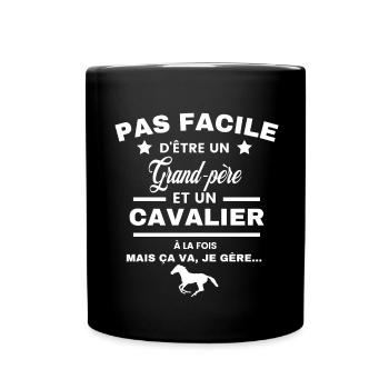 pas facile d'être cavalier et Grand-père - Mug uni - noir - Devant