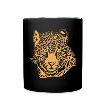 Jaguar Gesicht Grafik Cool Großkatze Wildtierliebhaber - Tasse einfarbig - Schwarz - Vorne