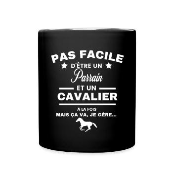 pas facile d'être cavalier et Parrain - Mug uni - noir - Devant