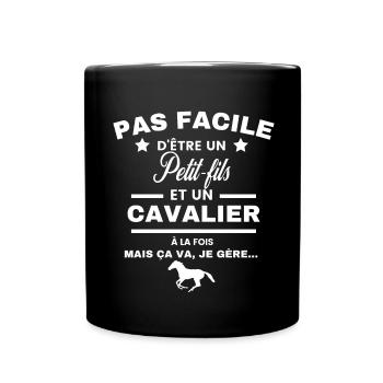 pas facile d'être cavalier et Petit-fils - Mug uni - noir - Devant