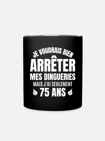 anniversaire 75 ans, anniversaire - Mug uni - noir
