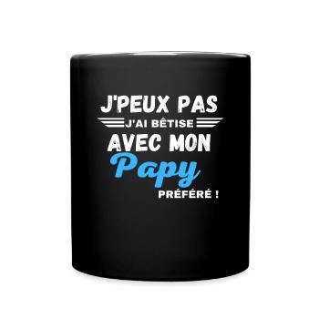 Je peux pas j'ai bêtise avec mon Papy préféré - Mug uni - noir - Devant