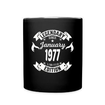 Legendär seit Januar 1977 - Tasse einfarbig - Schwarz - Vorne