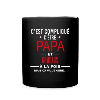 papa Et GÉMEAUX cadeau citation - Mug uni - noir - Devant