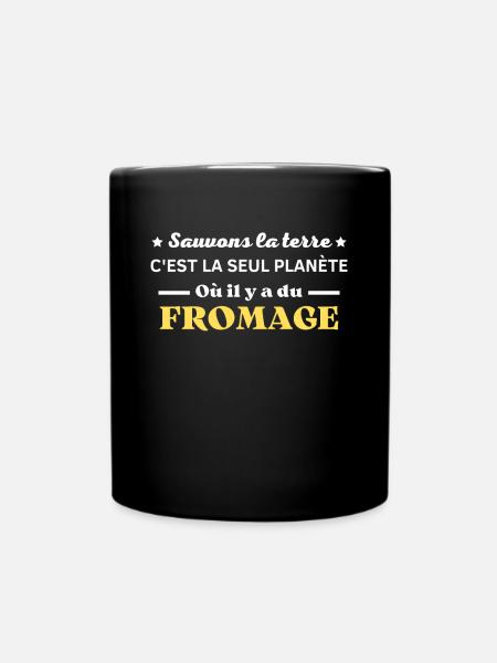 sauvons la terre planète ou il y a du fromage - Mug uni - noir