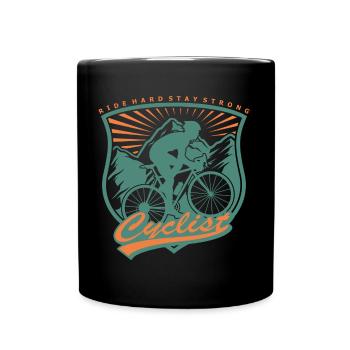 Cyclist - ride hard stay strong - Full Colour Mug - black - Front
