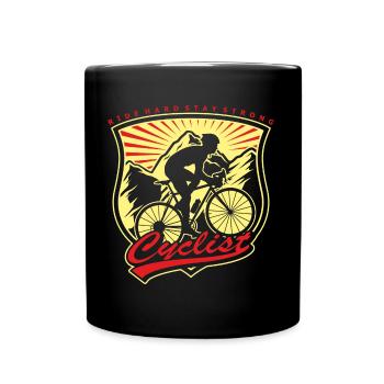 Cyclist - ride hard stay strong - Full Colour Mug - black - Front