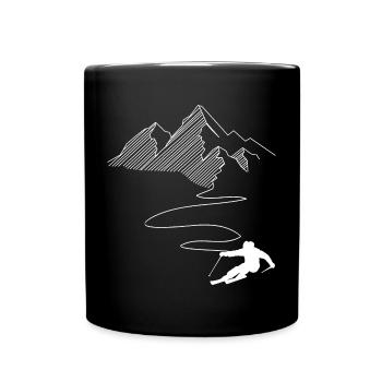 Montagne - Ligne sinueuse - Ski - (2) - Mug uni - noir - Devant