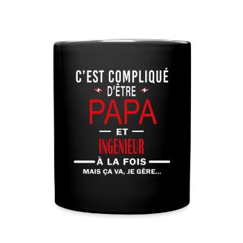 papa Et INGÉNIEUR cadeau citation - Mug uni - noir - Devant