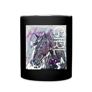 Hey Girl Horse Head - Tasse einfarbig - Schwarz - Vorne